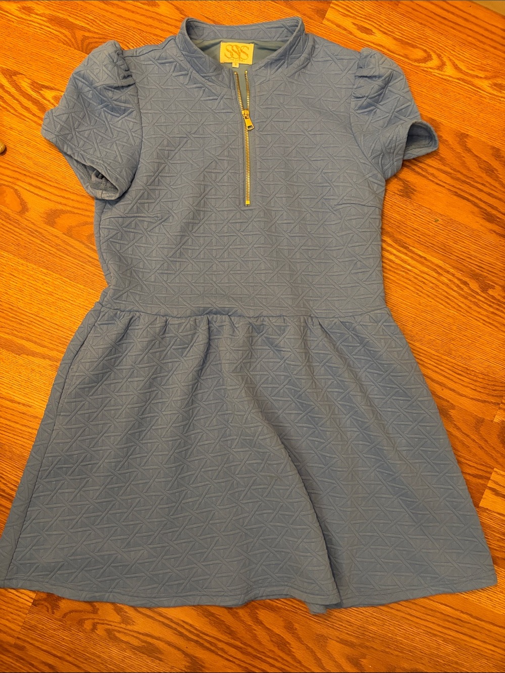 SSYS Blue Textured Zip-Front Dress